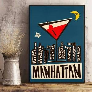 Canvas Poster - Manhattan Cocktail Poster, Unframed - 8x11 In